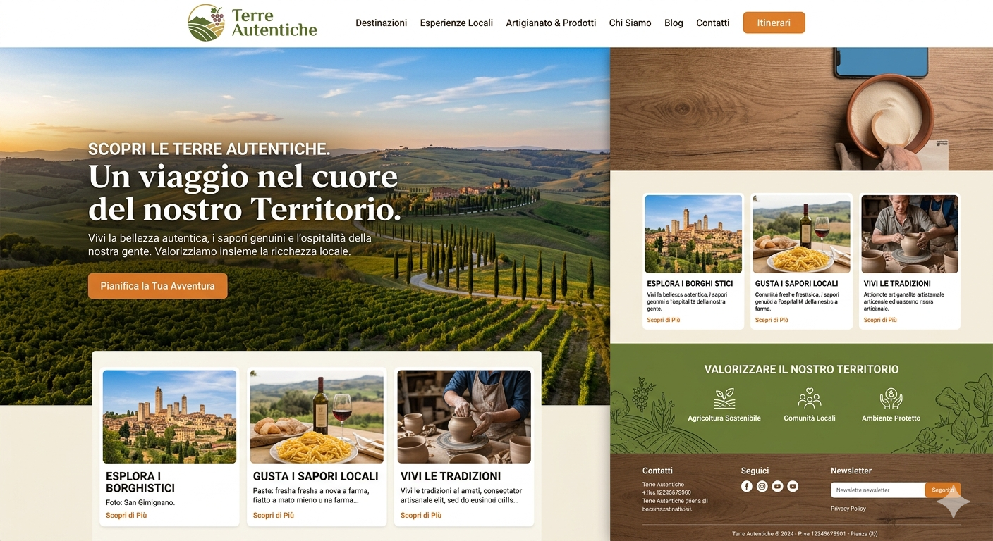Esempio di design sito web ecosostenibile per la valorizzazione del territorio e turismo locale- digital agency